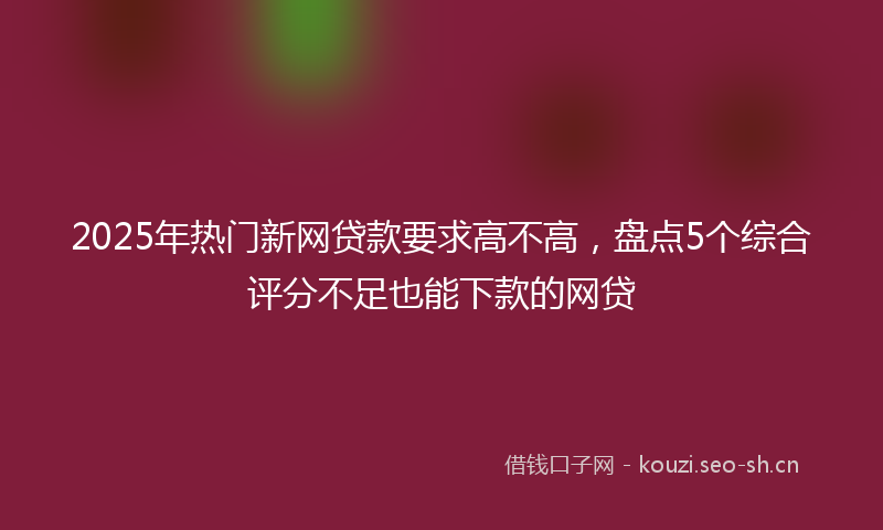2025年热门新网贷款要求高不高,盘点5个综合评分不足也能下款的网贷