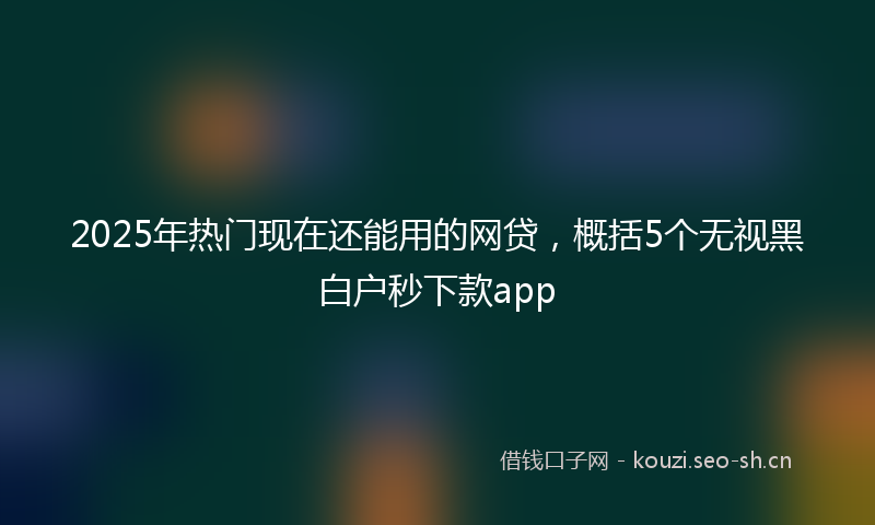 2025年热门现在还能用的网贷，概括5个无视黑白户秒下款app
