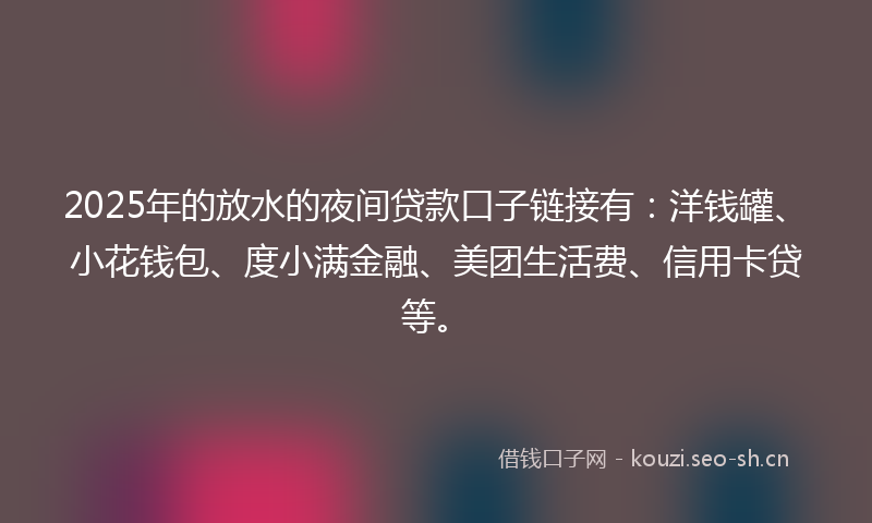 2025年的放水的夜间贷款口子链接有：洋钱罐、小花钱包、度小满金融、美团生活费、信用卡贷等。