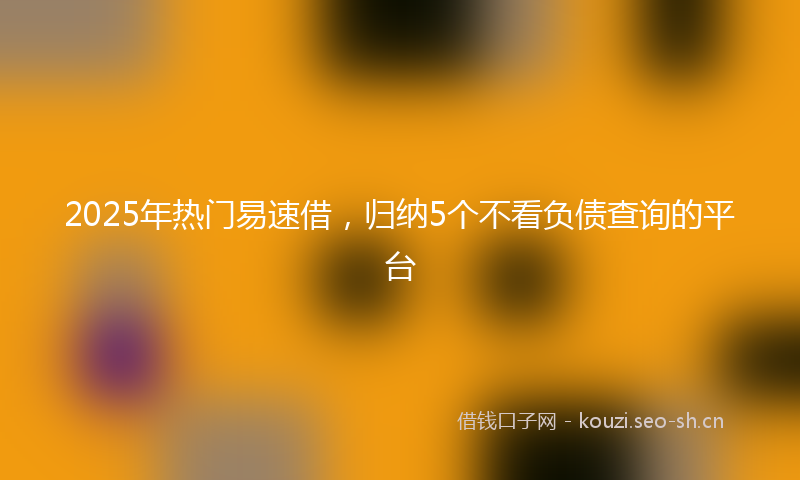 2025年热门易速借，归纳5个不看负债查询的平台