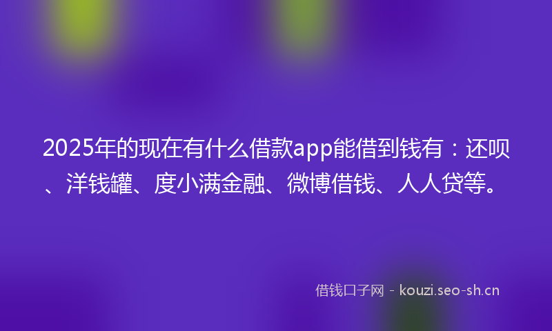 2025年的现在有什么借款app能借到钱有：还呗、洋钱罐、度小满金融、微博借钱、人人贷等。