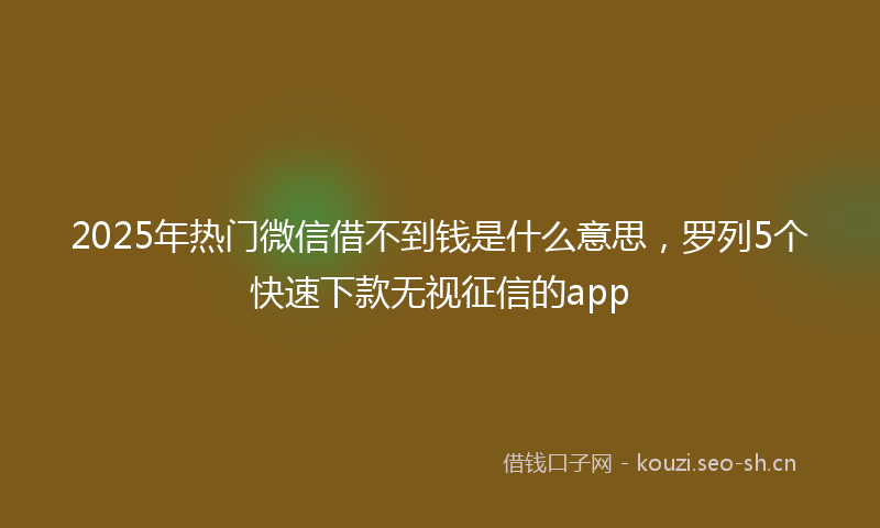 2025年热门微信借不到钱是什么意思，罗列5个快速下款无视征信的app