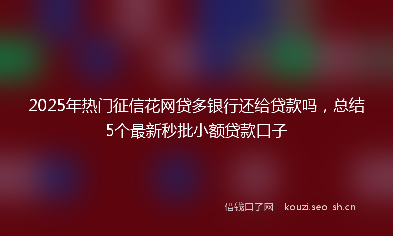 2025年热门征信花网贷多银行还给贷款吗，总结5个最新秒批小额贷款口子