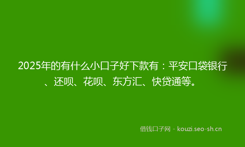 2025年的有什么小口子好下款有：平安口袋银行、还呗、花呗、东方汇、快贷通等。