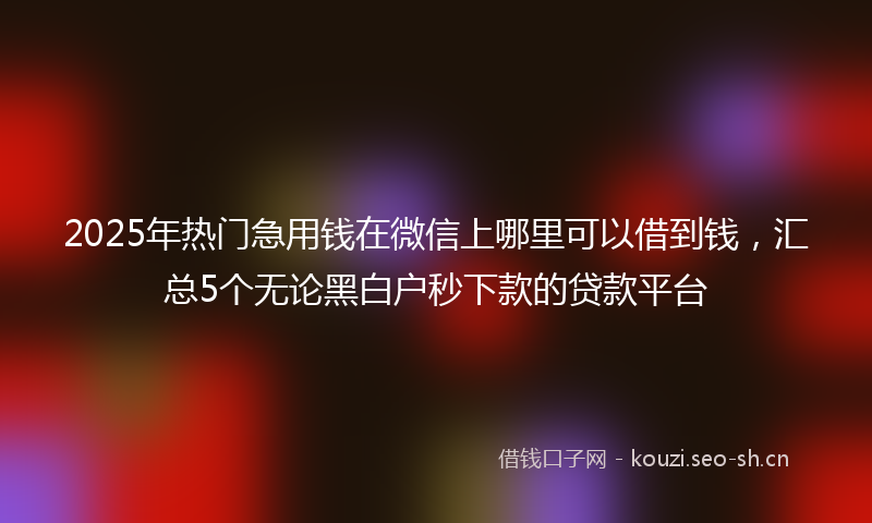 2025年热门急用钱在微信上哪里可以借到钱，汇总5个无论黑白户秒下款的贷款平台