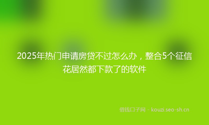 2025年热门申请房贷不过怎么办，整合5个征信花居然都下款了的软件