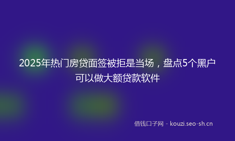 2025年热门房贷面签被拒是当场，盘点5个黑户可以做大额贷款软件