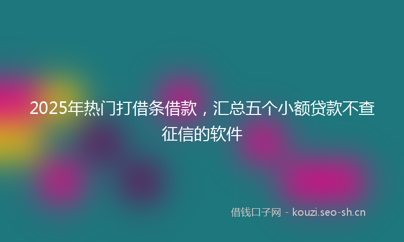 2025年热门打借条借款，汇总五个小额贷款不查征信的软件