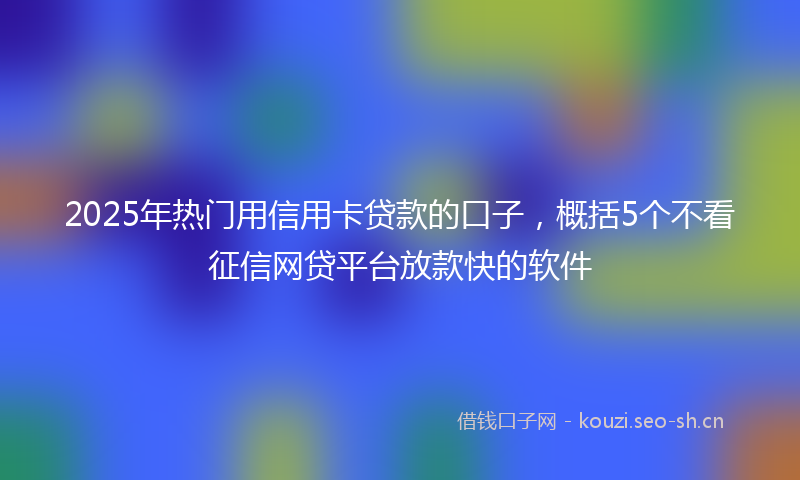2025年热门用信用卡贷款的口子，概括5个不看征信网贷平台放款快的软件