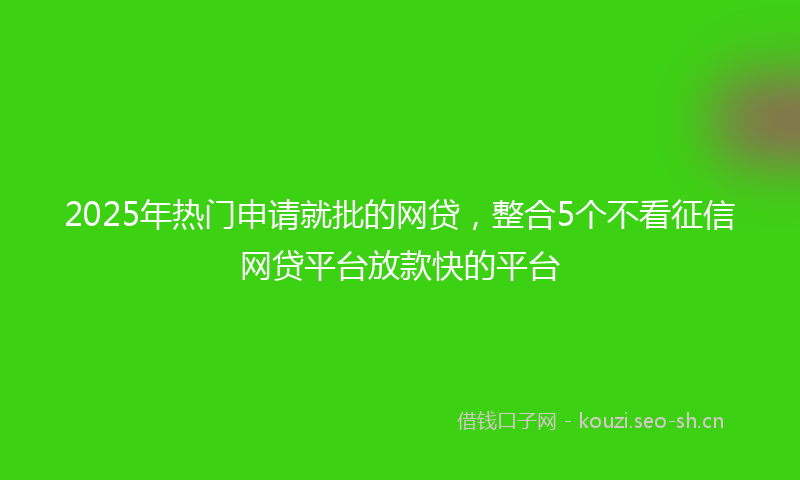 2025年热门申请就批的网贷，整合5个不看征信网贷平台放款快的平台