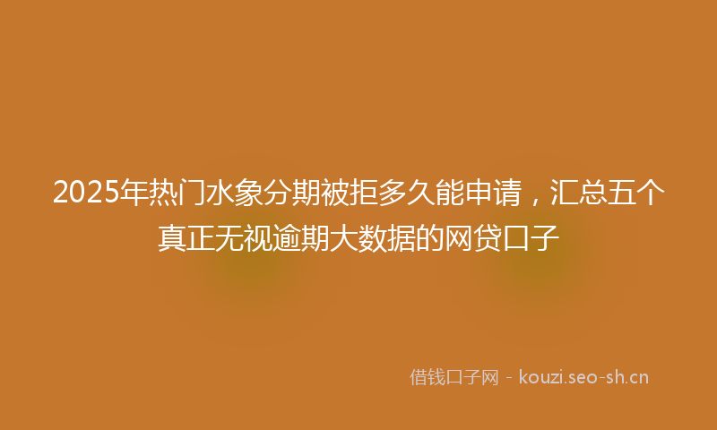 2025年热门水象分期被拒多久能申请，汇总五个真正无视逾期大数据的网贷口子
