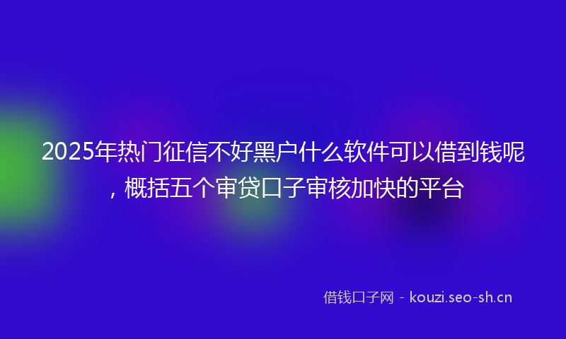 2025年热门征信不好黑户什么软件可以借到钱呢，概括五个审贷口子审核加快的平台