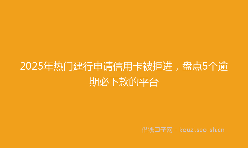2025年热门建行申请信用卡被拒进，盘点5个逾期必下款的平台