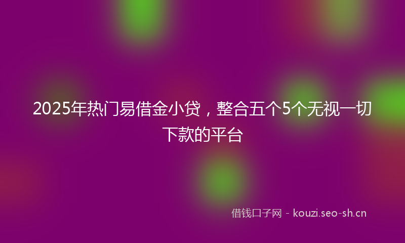 2025年热门易借金小贷，整合五个5个无视一切下款的平台