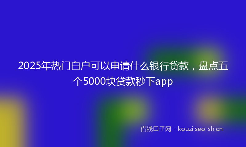 2025年热门白户可以申请什么银行贷款，盘点五个5000块贷款秒下app