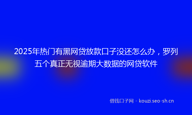 2025年热门有黑网贷放款口子没还怎么办，罗列五个真正无视逾期大数据的网贷软件