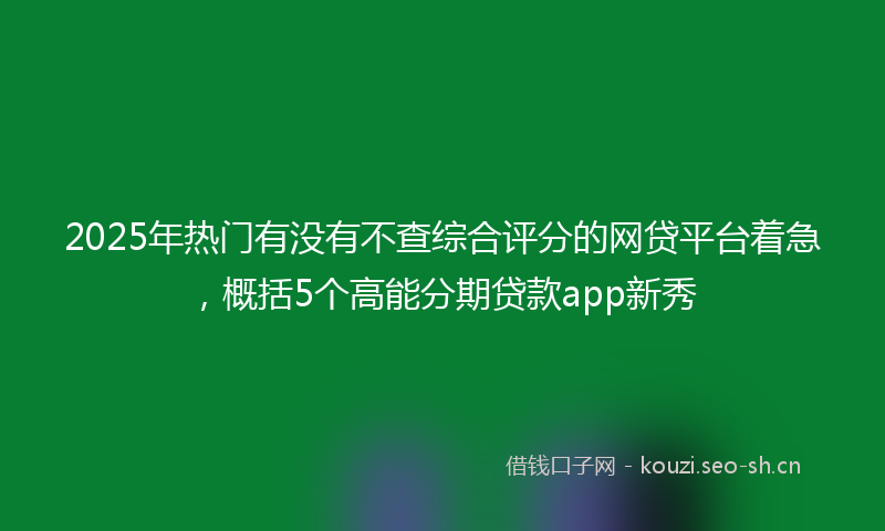 2025年热门有没有不查综合评分的网贷平台着急,概括5个高能分期贷款app新秀
