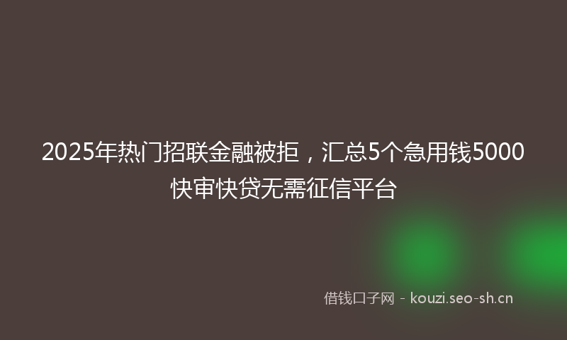 2025年热门招联金融被拒，汇总5个急用钱5000快审快贷无需征信平台