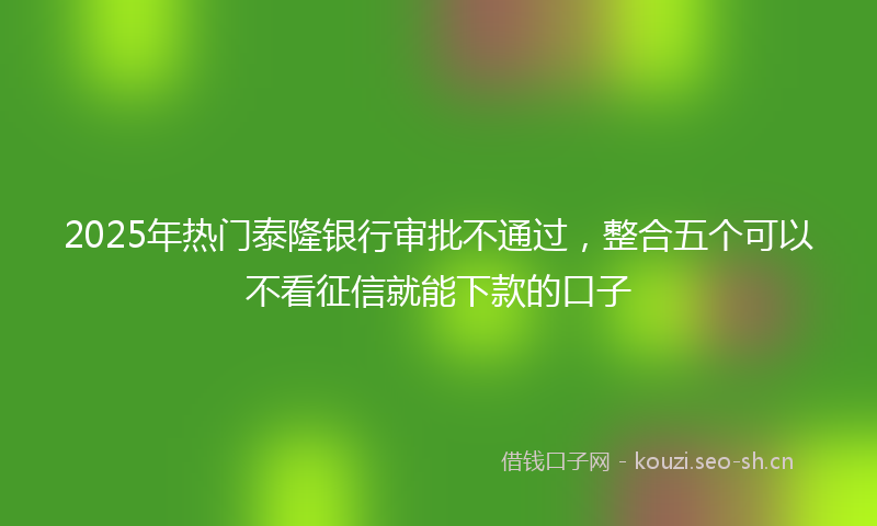 2025年热门泰隆银行审批不通过，整合五个可以不看征信就能下款的口子
