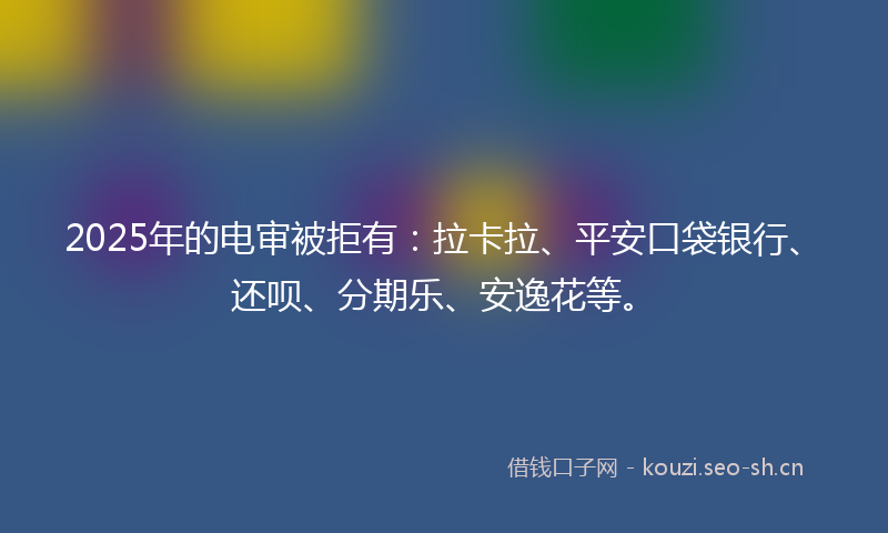 2025年的电审被拒有：拉卡拉、平安口袋银行、还呗、分期乐、安逸花等。