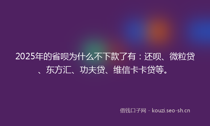 2025年的省呗为什么不下款了有：还呗、微粒贷、东方汇、功夫贷、维信卡卡贷等。