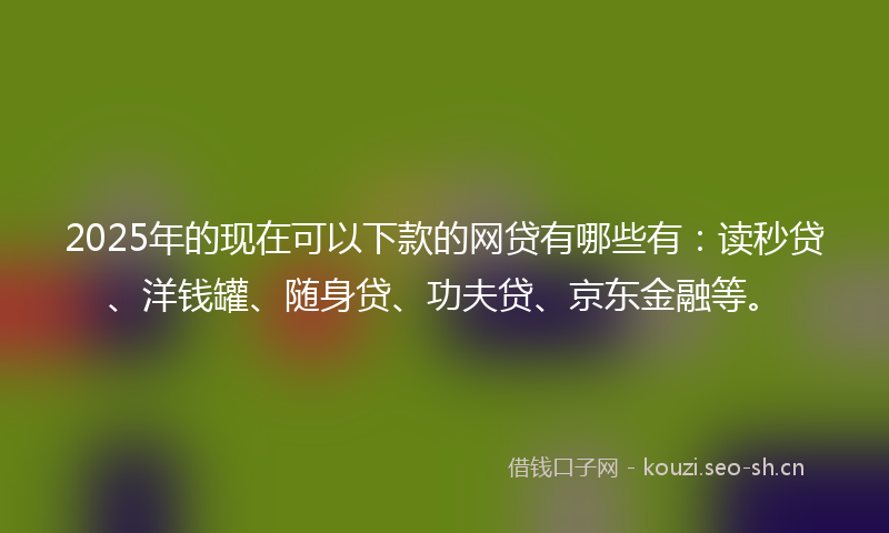 2025年的现在可以下款的网贷有哪些有：读秒贷、洋钱罐、随身贷、功夫贷、京东金融等。