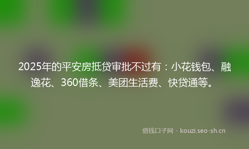 2025年的平安房抵贷审批不过有：小花钱包、融逸花、360借条、美团生活费、快贷通等。