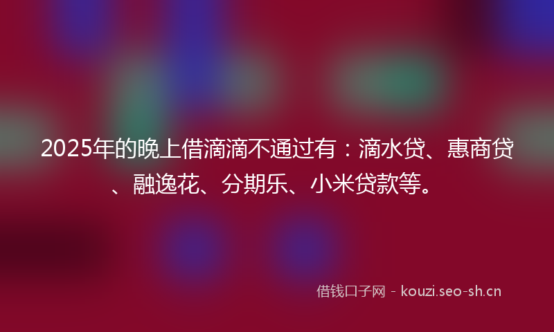 2025年的晚上借滴滴不通过有：滴水贷、惠商贷、融逸花、分期乐、小米贷款等。