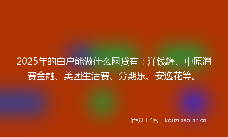 2025年的白户能做什么网贷有：洋钱罐、中原消费金融、美团生活费、分期乐、安逸花等。