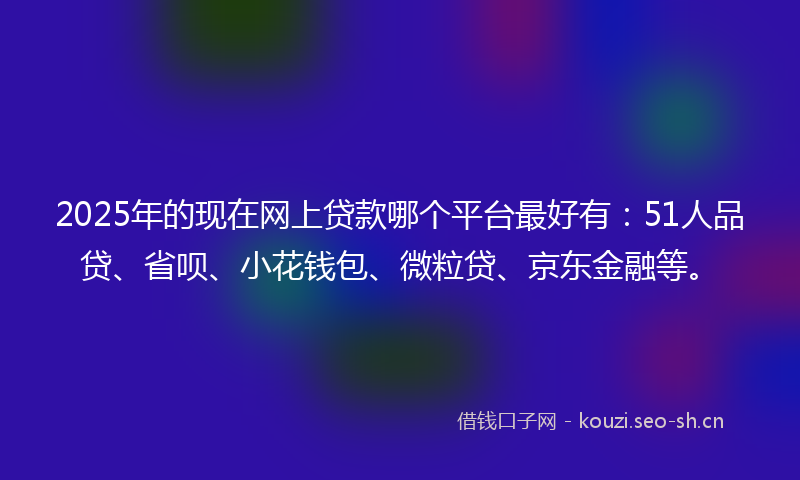 2025年的现在网上贷款哪个平台最好有：51人品贷、省呗、小花钱包、微粒贷、京东金融等。