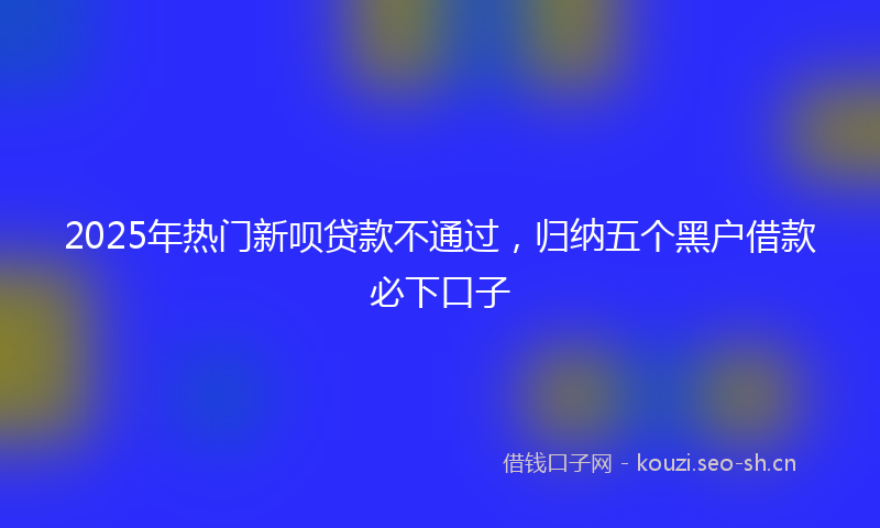 2025年热门新呗贷款不通过,归纳五个黑户借款必下口子