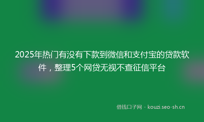 2025年热门有没有下款到微信和支付宝的贷款软件，整理5个网贷无视不查征信平台