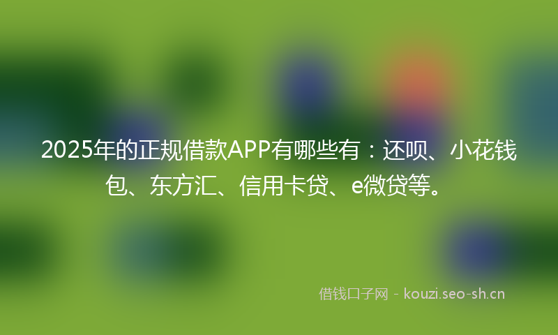 2025年的正规借款APP有哪些有：还呗、小花钱包、东方汇、信用卡贷、e微贷等。