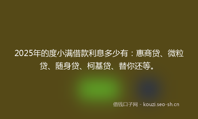 2025年的度小满借款利息多少有：惠商贷、微粒贷、随身贷、柯基贷、替你还等。