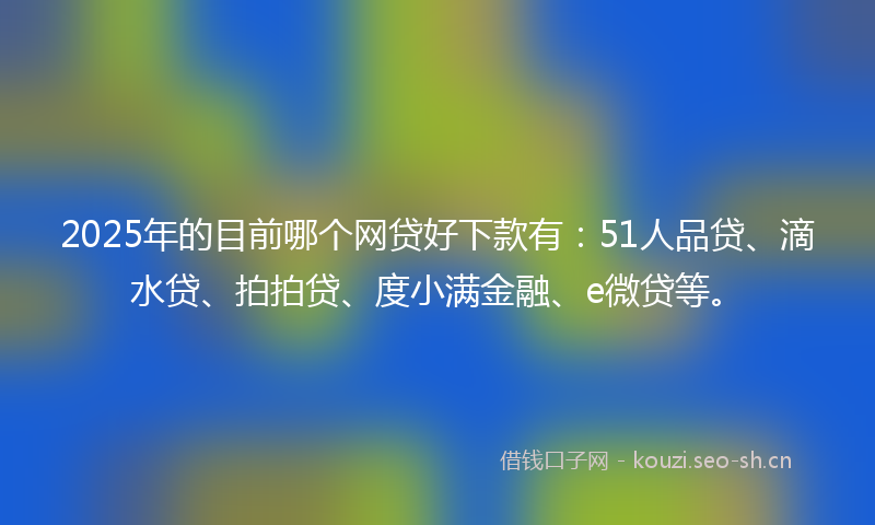 2025年的目前哪个网贷好下款有：51人品贷、滴水贷、拍拍贷、度小满金融、e微贷等。