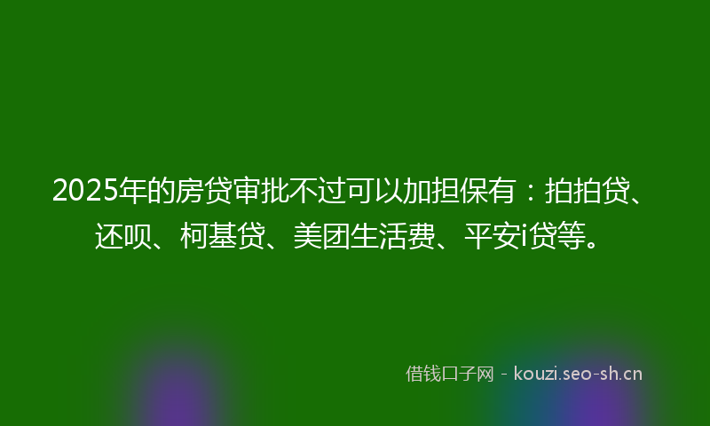 2025年的房贷审批不过可以加担保有：拍拍贷、还呗、柯基贷、美团生活费、平安i贷等。
