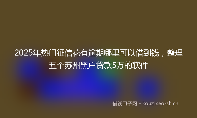 2025年热门征信花有逾期哪里可以借到钱，整理五个苏州黑户贷款5万的软件