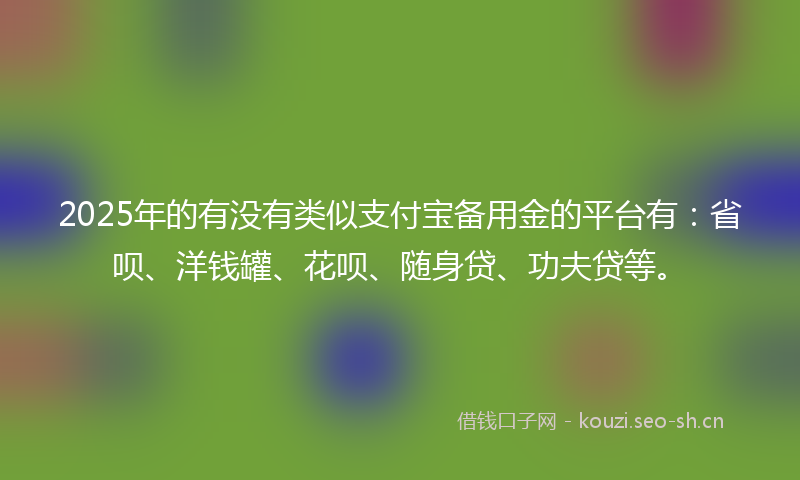 2025年的有没有类似支付宝备用金的平台有：省呗、洋钱罐、花呗、随身贷、功夫贷等。
