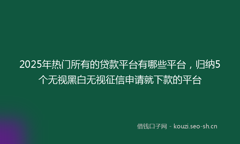 2025年热门所有的贷款平台有哪些平台，归纳5个无视黑白无视征信申请就下款的平台