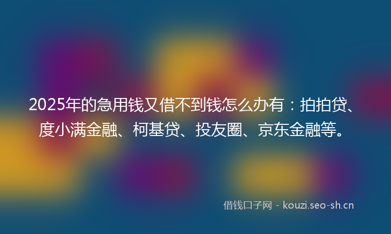2025年的急用钱又借不到钱怎么办有：拍拍贷、度小满金融、柯基贷、投友圈、京东金融等。