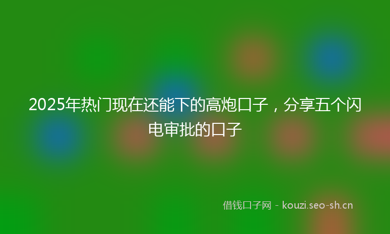 2025年热门现在还能下的高炮口子，分享五个闪电审批的口子