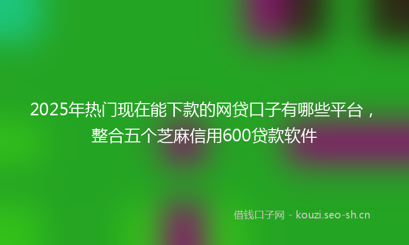 2025年热门现在能下款的网贷口子有哪些平台，整合五个芝麻信用600贷款软件