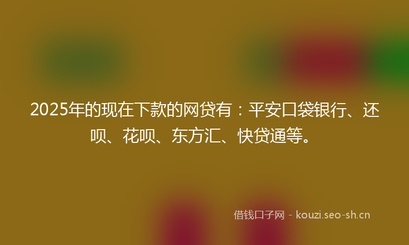 2025年的现在下款的网贷有：平安口袋银行、还呗、花呗、东方汇、快贷通等。