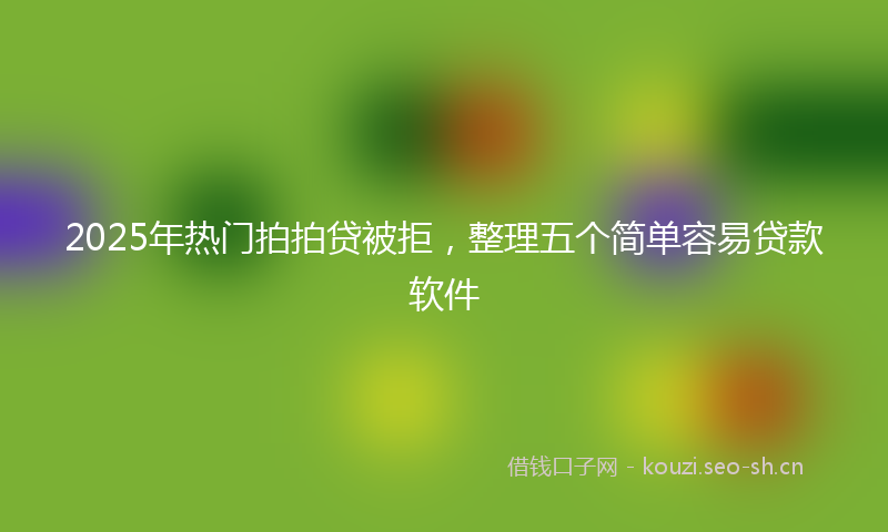 2025年热门拍拍贷被拒，整理五个简单容易贷款软件