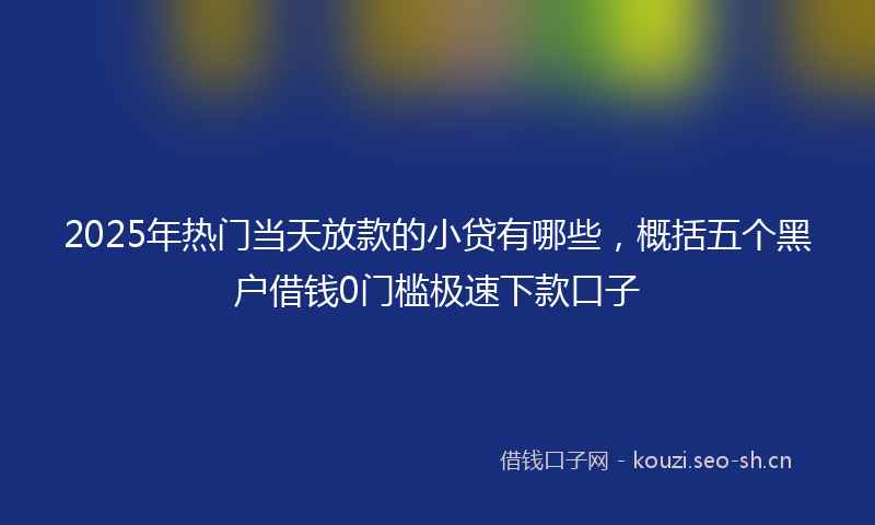 2025年热门当天放款的小贷有哪些,概括五个黑户借钱0门槛极速下款口子