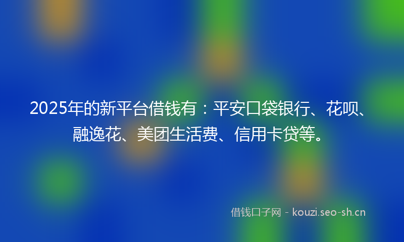 2025年的新平台借钱有：平安口袋银行、花呗、融逸花、美团生活费、信用卡贷等。