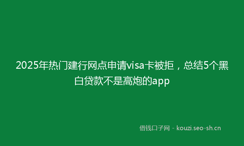 2025年热门建行网点申请visa卡被拒，总结5个黑白贷款不是高炮的app