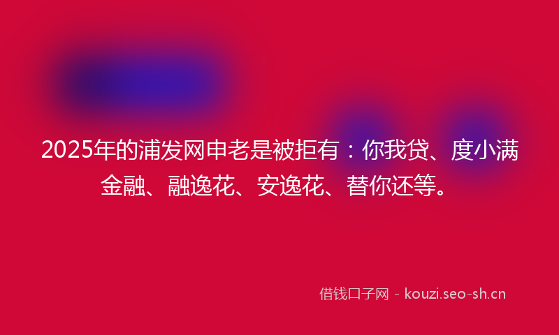 2025年的浦发网申老是被拒有：你我贷、度小满金融、融逸花、安逸花、替你还等。