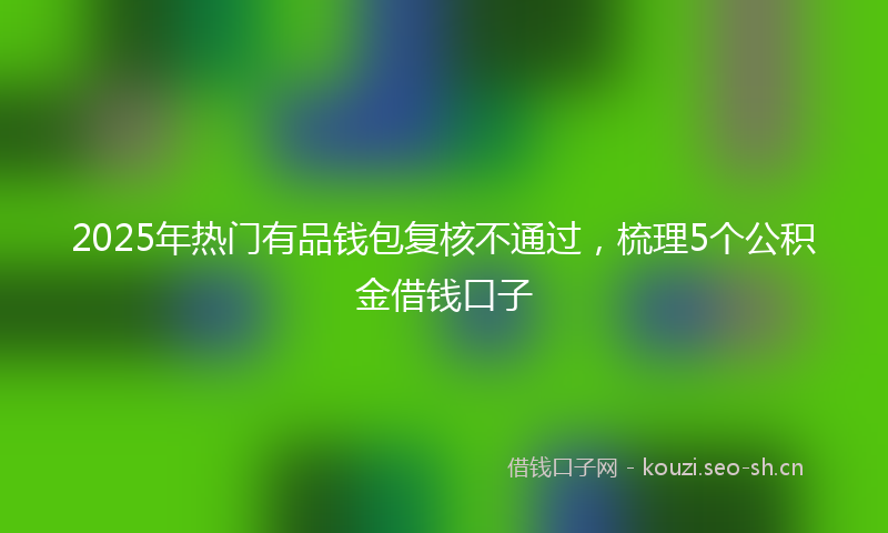 2025年热门有品钱包复核不通过，梳理5个公积金借钱口子