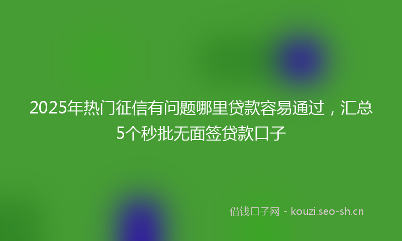 2025年热门征信有问题哪里贷款容易通过，汇总5个秒批无面签贷款口子